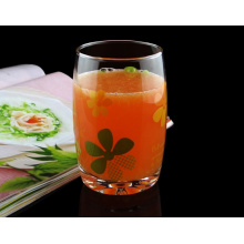 Haonai hot sale drinking glass cup with flower decal